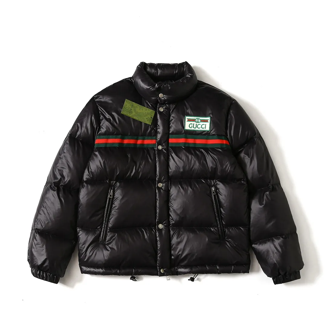 Gucci Logo Tape Down Jacket Black Puffer