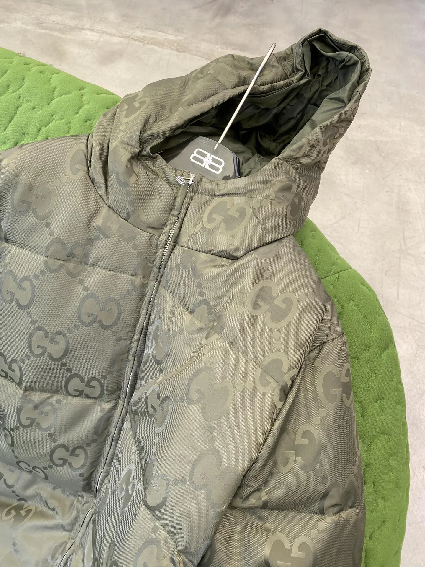Gucci GG Canvas Down Jacket Olive Green - Image 3
