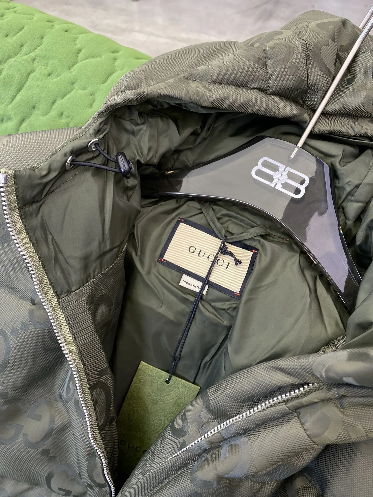 Gucci GG Canvas Down Jacket Olive Green - Image 5