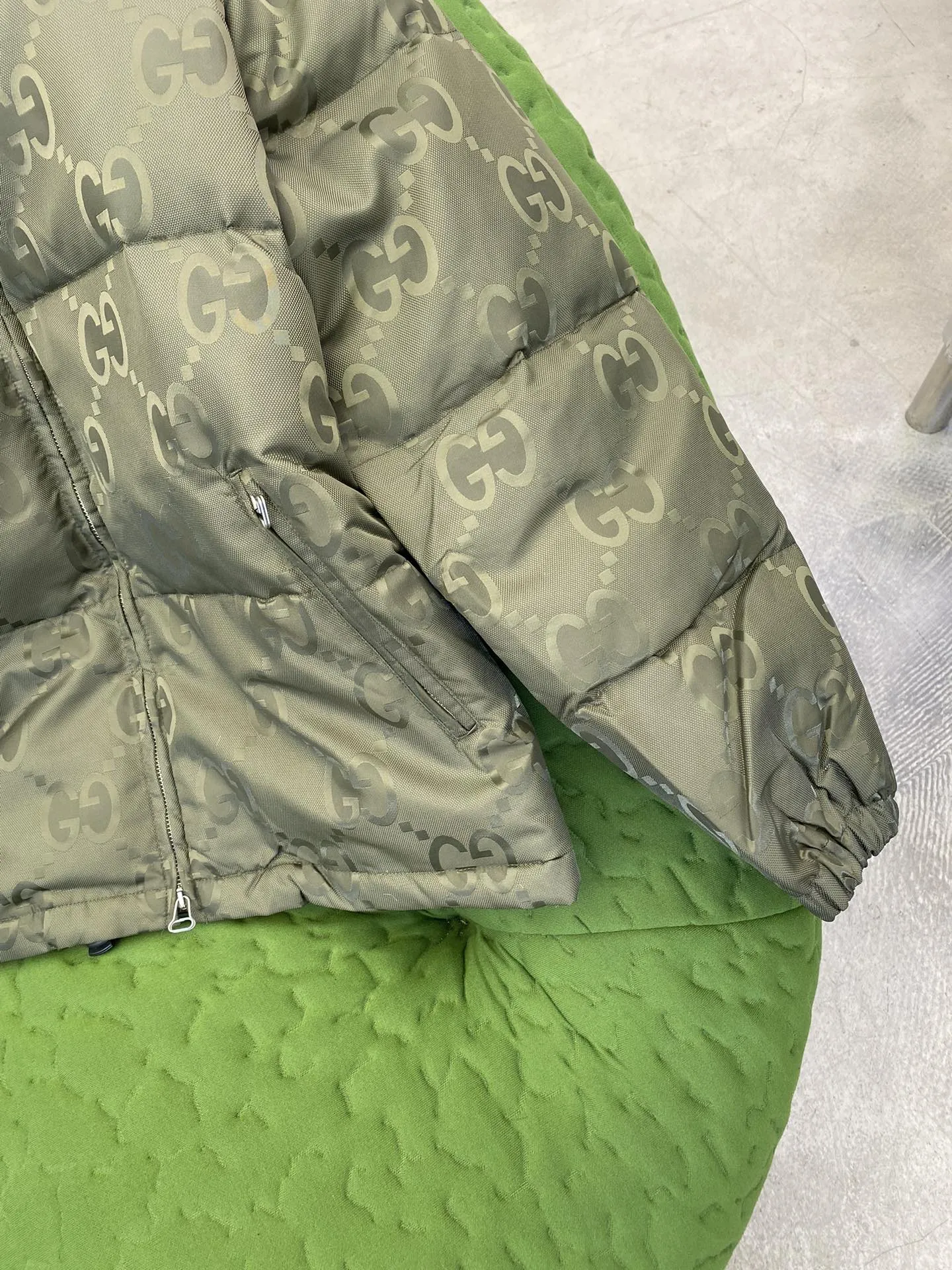 Gucci GG Canvas Down Jacket Olive Green - Image 6