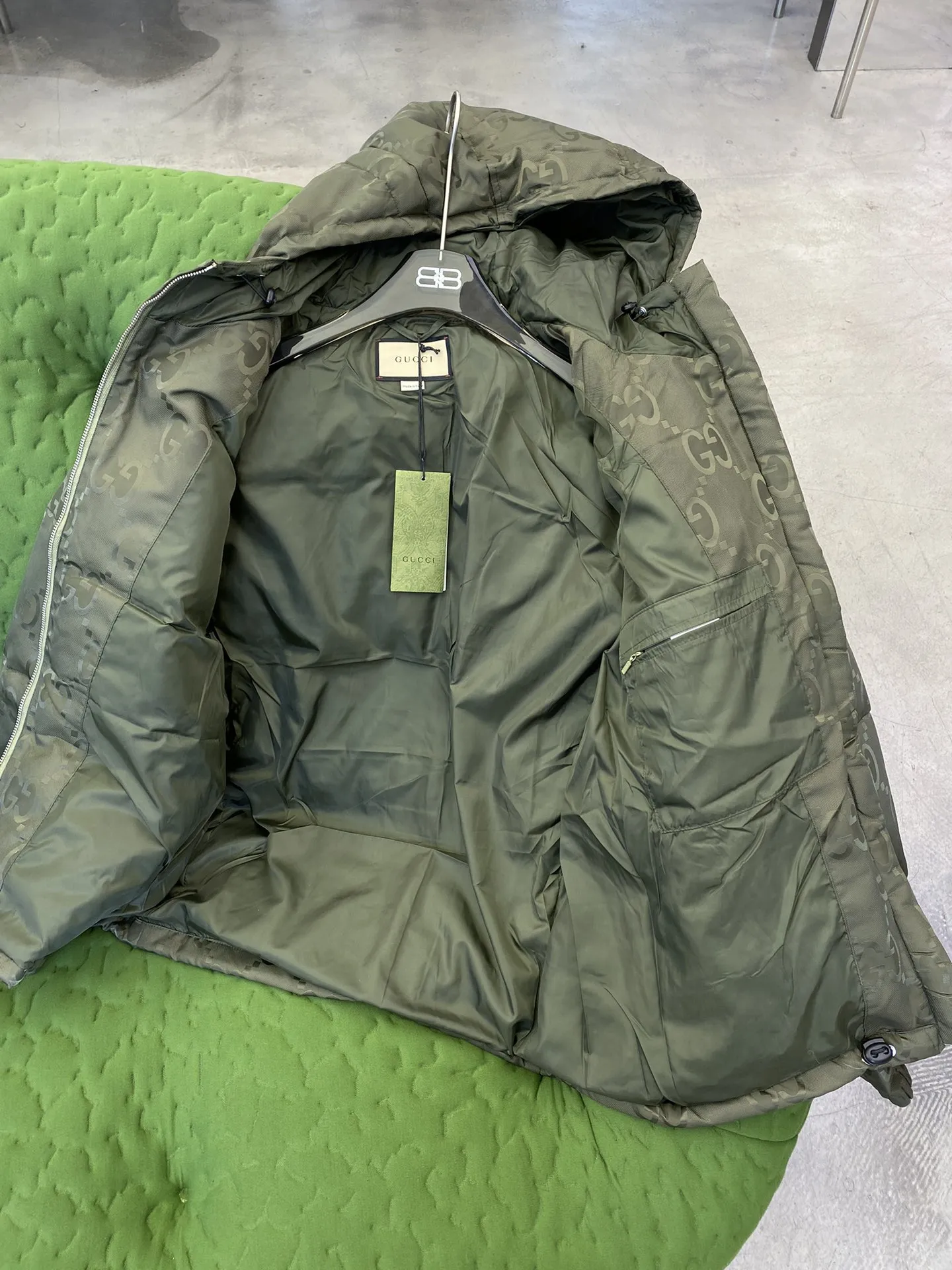 Gucci GG Canvas Down Jacket Olive Green - Image 7
