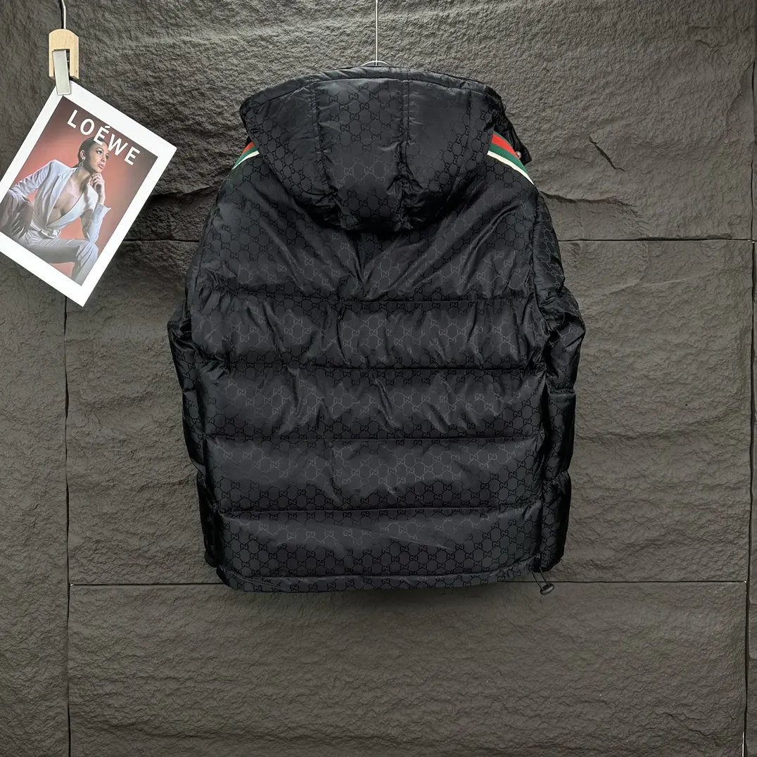 Gucci FW Caban Down Jacket Black Striped - Image 3