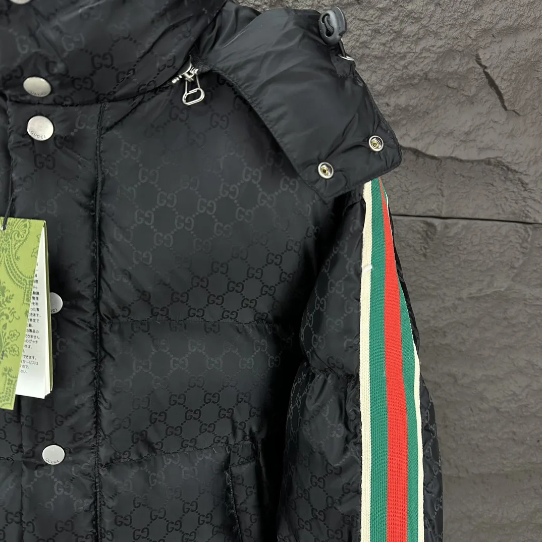 Gucci FW Caban Down Jacket Black Striped - Image 5