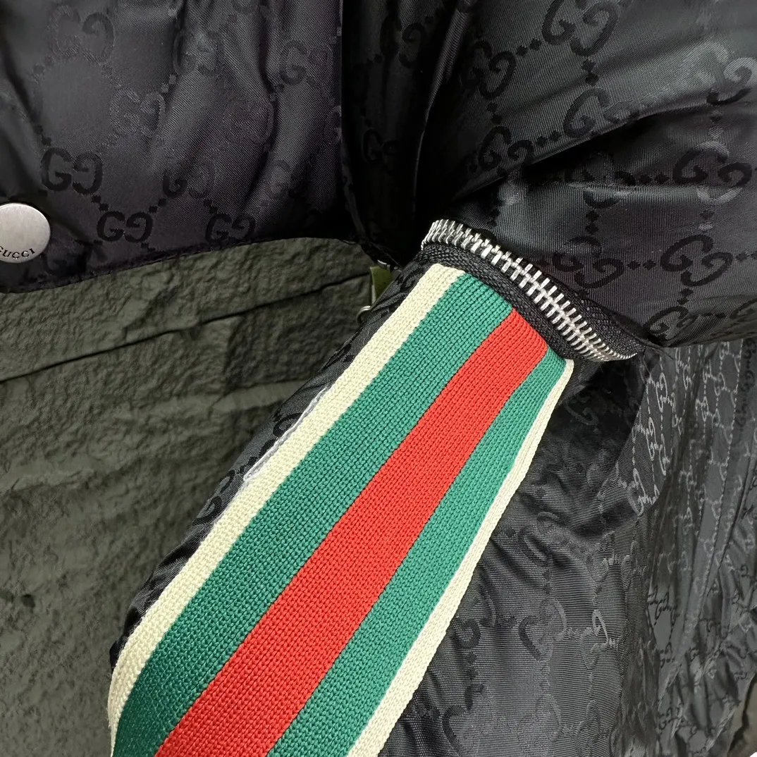 Gucci FW Caban Down Jacket Black Striped - Image 9