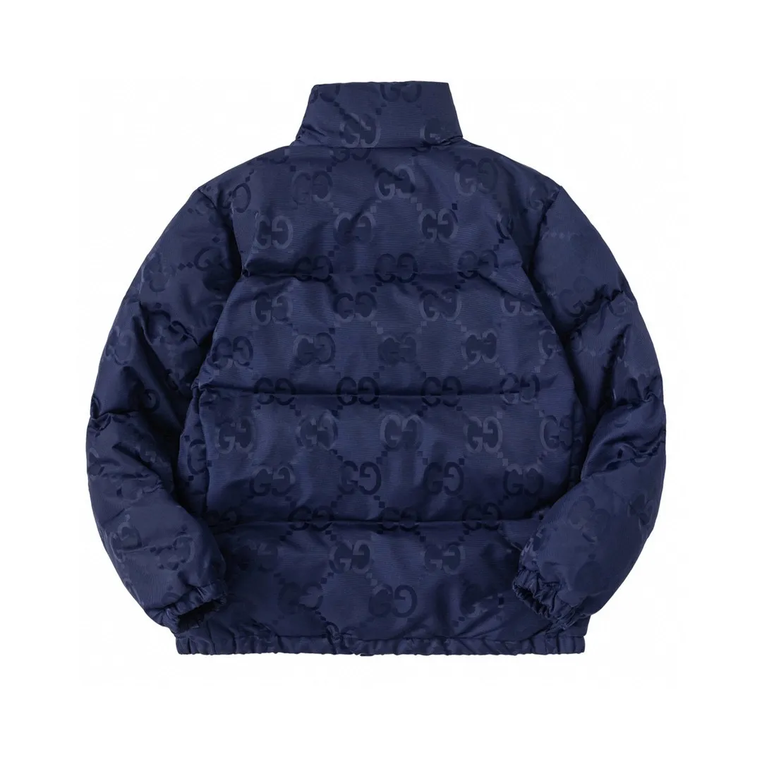 Gucci Logo Jacquard Down Jacket Blue - Image 3