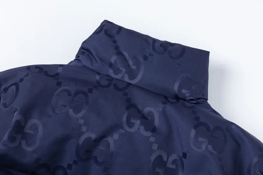 Gucci Logo Jacquard Down Jacket Blue - Image 4