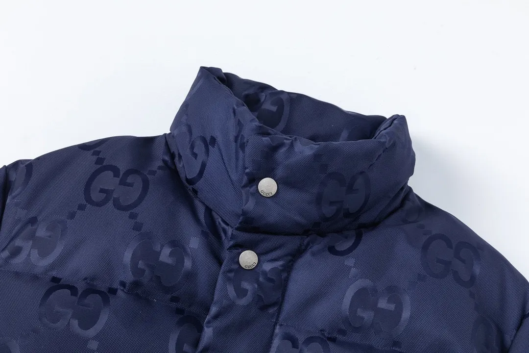 Gucci Logo Jacquard Down Jacket Blue - Image 5