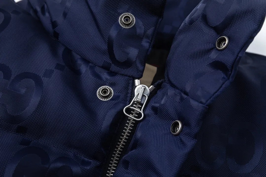 Gucci Logo Jacquard Down Jacket Blue - Image 6