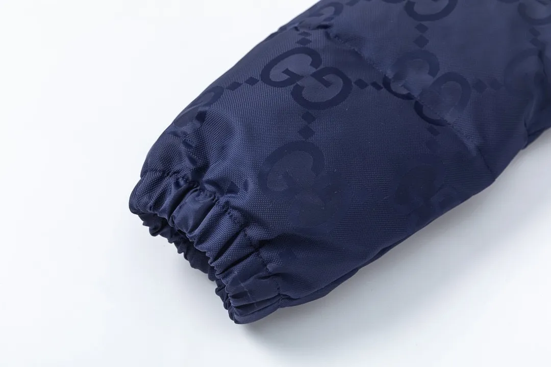 Gucci Logo Jacquard Down Jacket Blue - Image 9