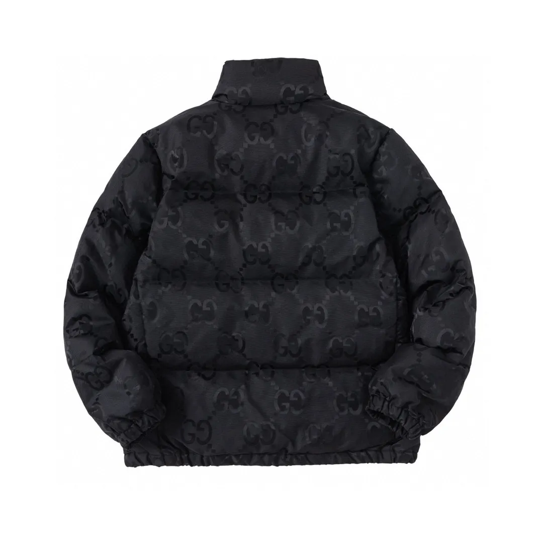 Gucci Monogram Down Jacket Black Snap Button - Image 3