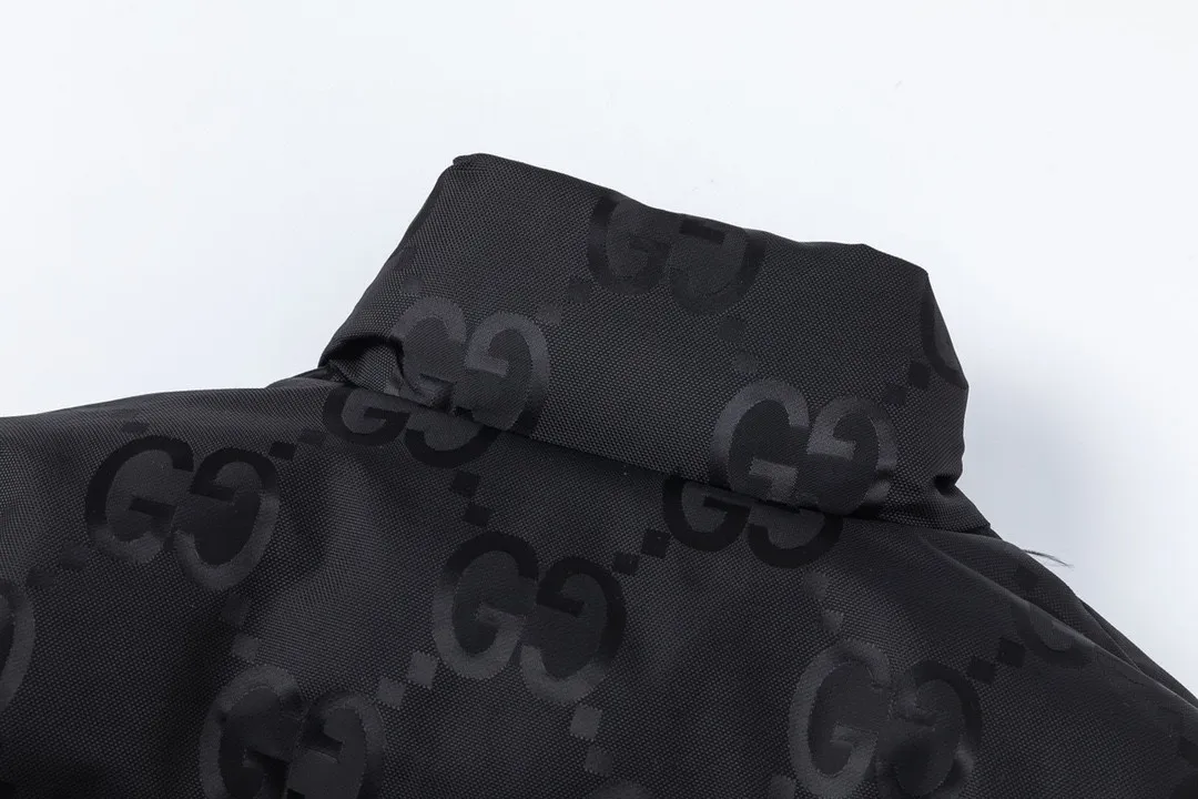 Gucci Monogram Down Jacket Black Snap Button - Image 5