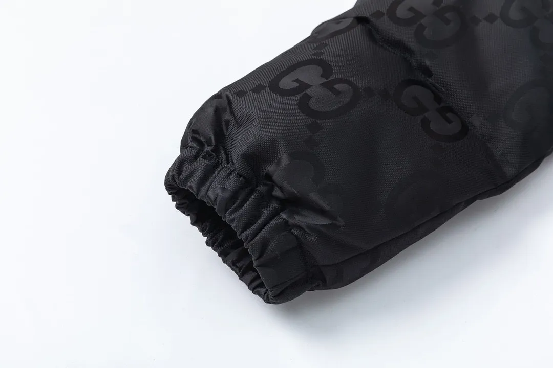 Gucci Monogram Down Jacket Black Snap Button - Image 6