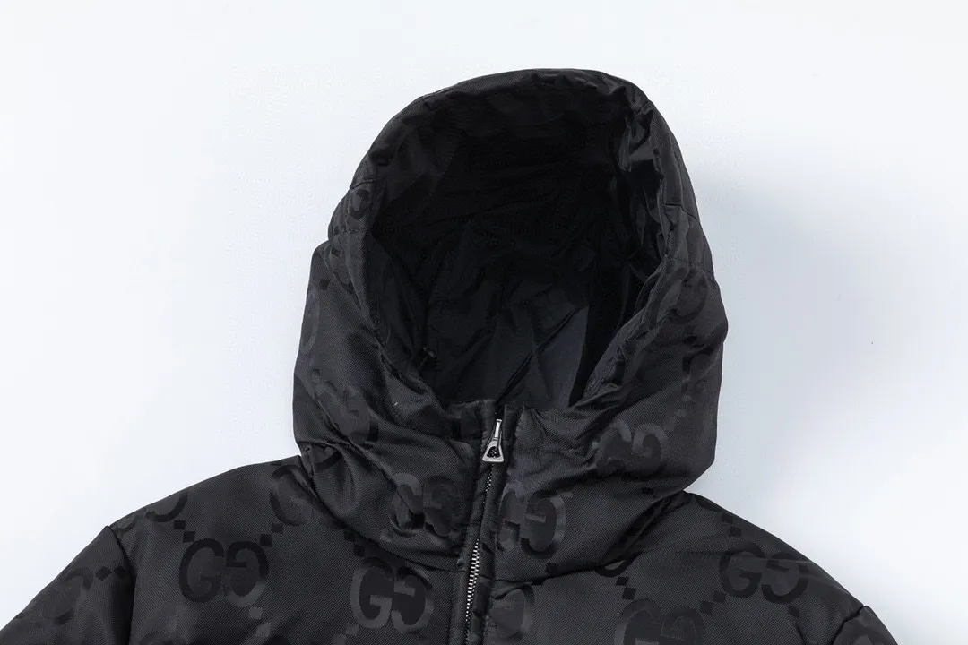 Gucci Monogram Down Jacket Black Hooded - Image 4