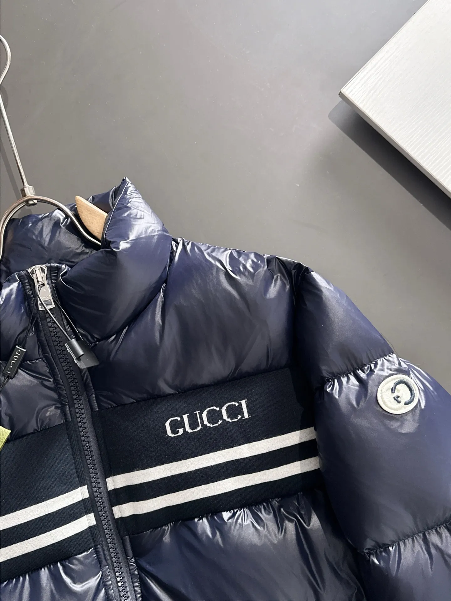 Gucci Longue Saion Down Jacket Navy Blue - Image 5