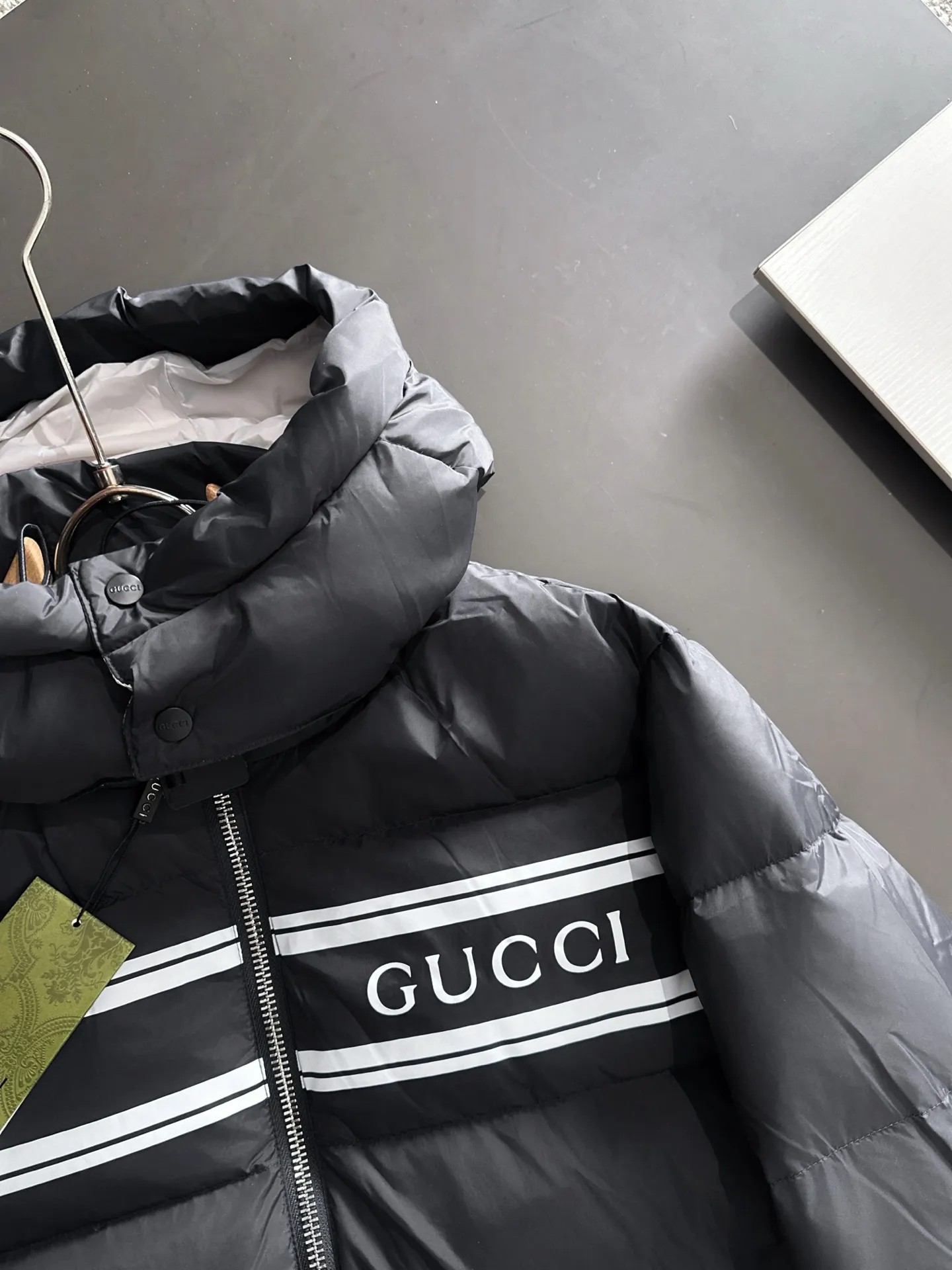 Gucci Longue Saion Down Jacket Black Hooded - Image 9