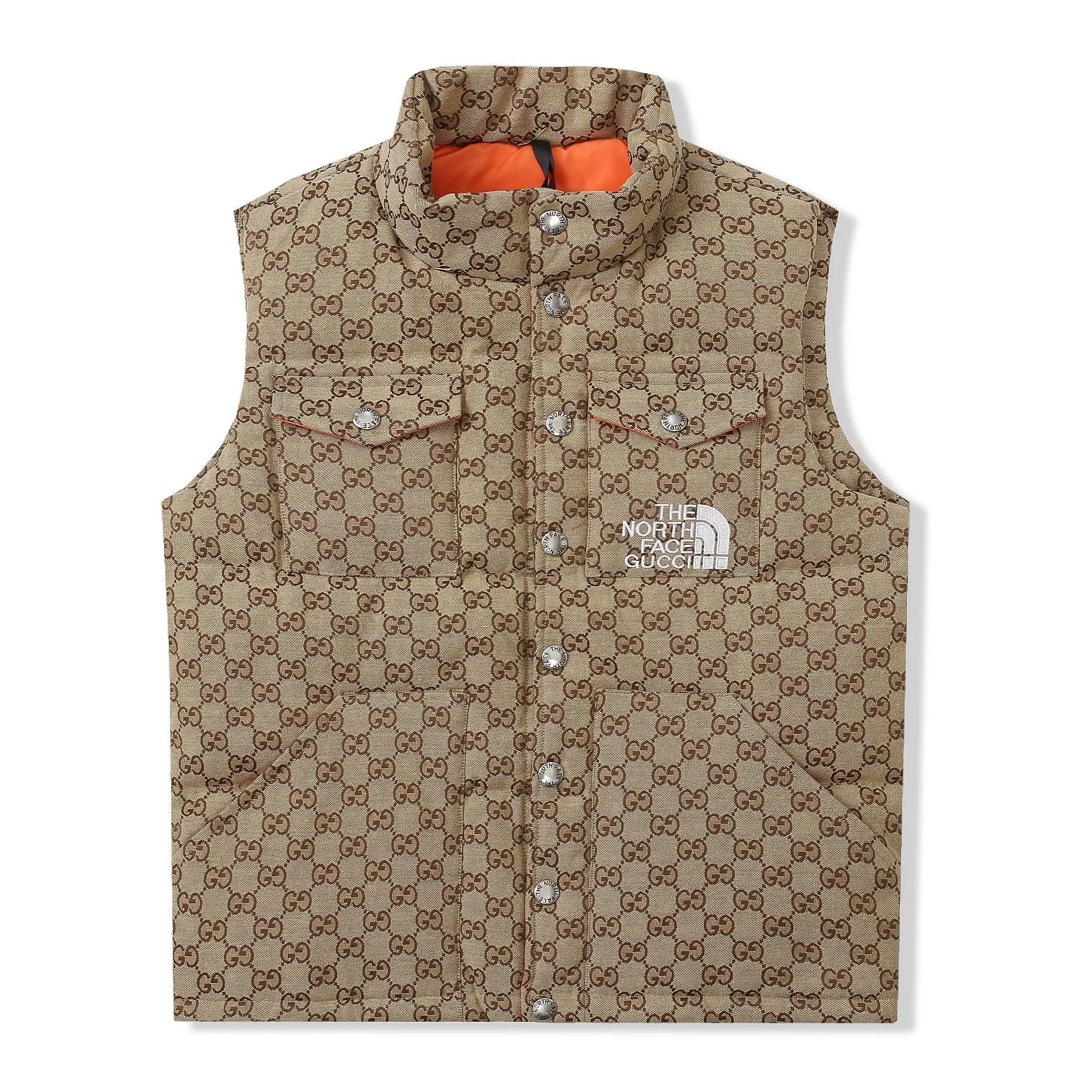 THE NORTH FACE x GUCCI Down Vest Beige GG Pattern