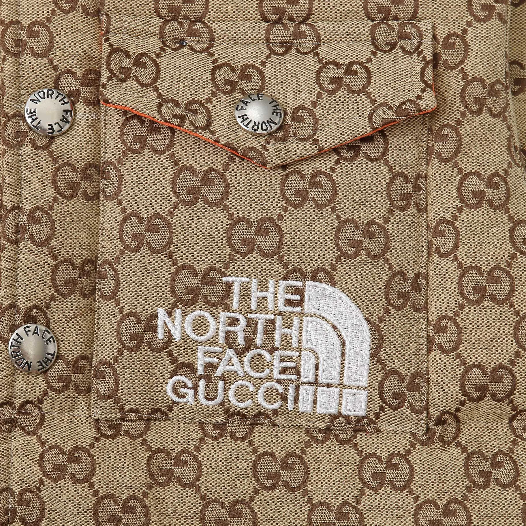 THE NORTH FACE x GUCCI Down Vest Beige GG Pattern - Image 7