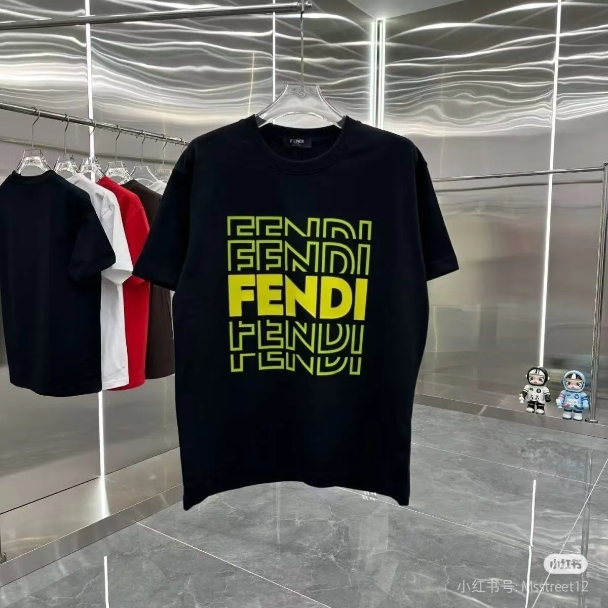 Fendi Logo T-Shirt Black Yellow Graphic