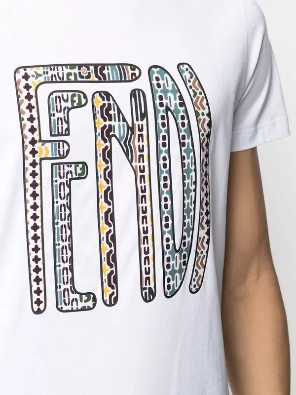 Fendi Logo Short Sleeve T-Shirt White - Image 6