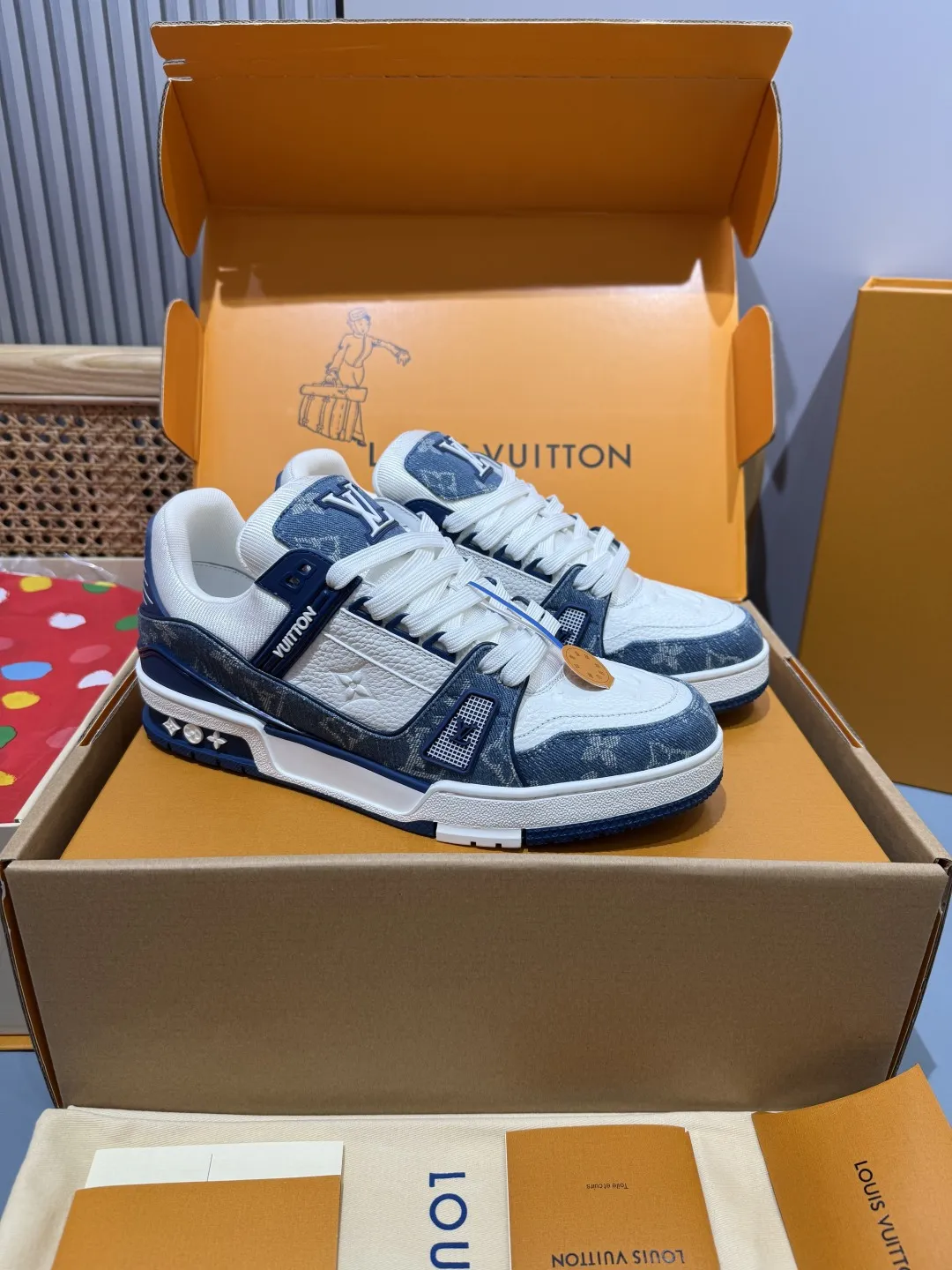 Louis Vuitton Trainer Denim Blue Casual Shoes