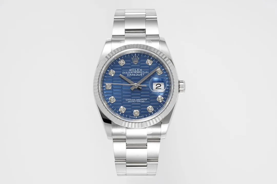 VS Factory Rolex Datejust 36mm Blue Diamond-Set Dial Stainless Steel Oyster Bracelet Men's Watch