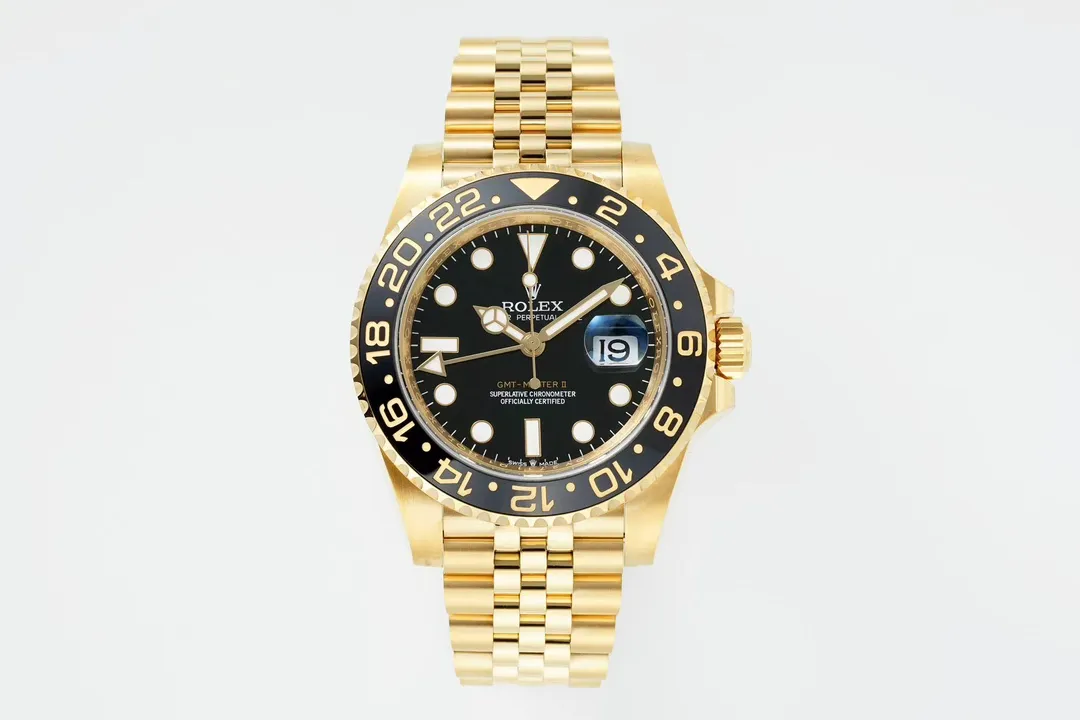 AR Factory Rolex GMT-Master II 40mm 18K Yellow Gold Black Dial with Black/Gold Ceramic Bezel Jubilee