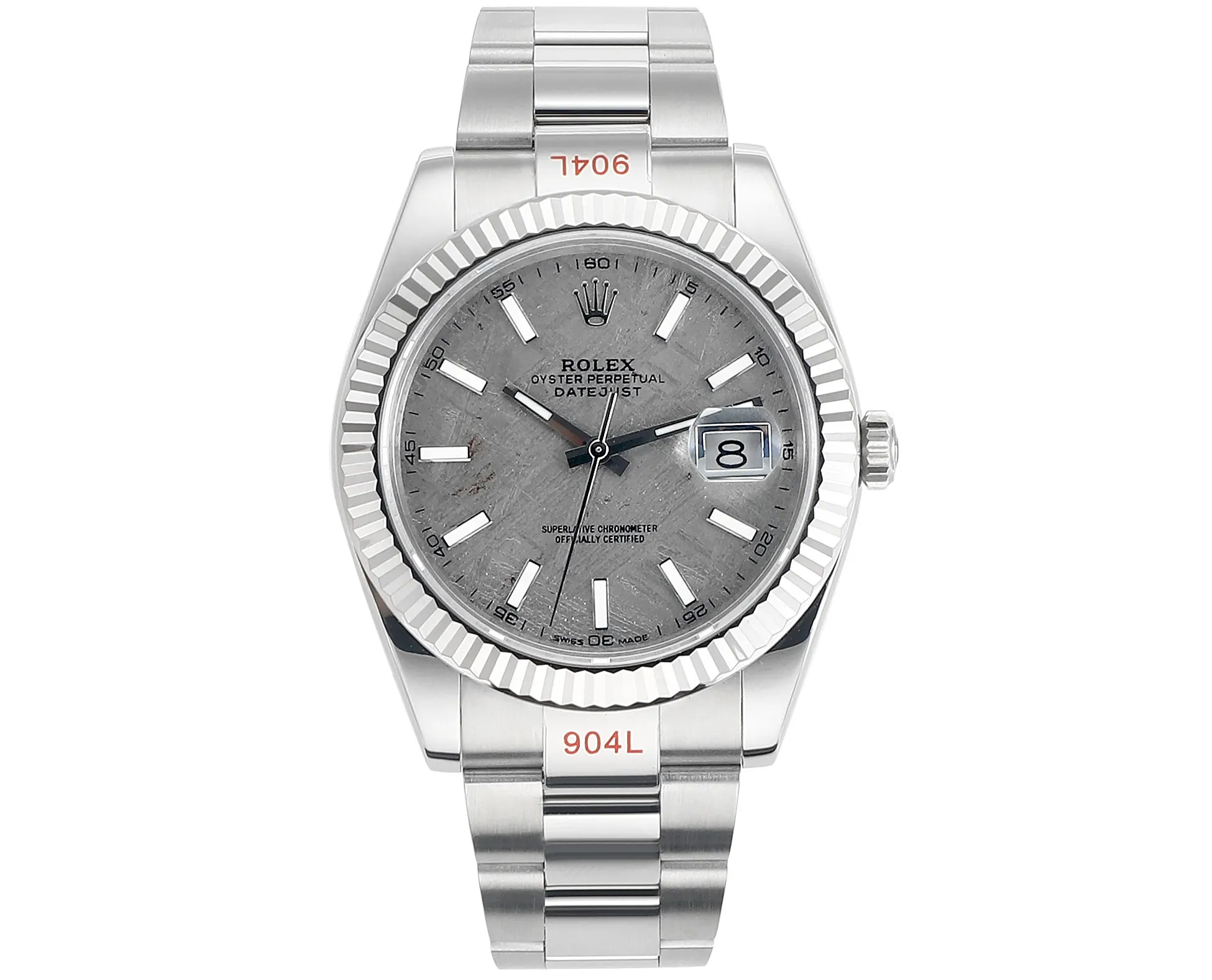 VS Factory Rolex Datejust 41mm Grey Meteorite Dial Fluted Bezel Oystersteel Automatic Men's Watch