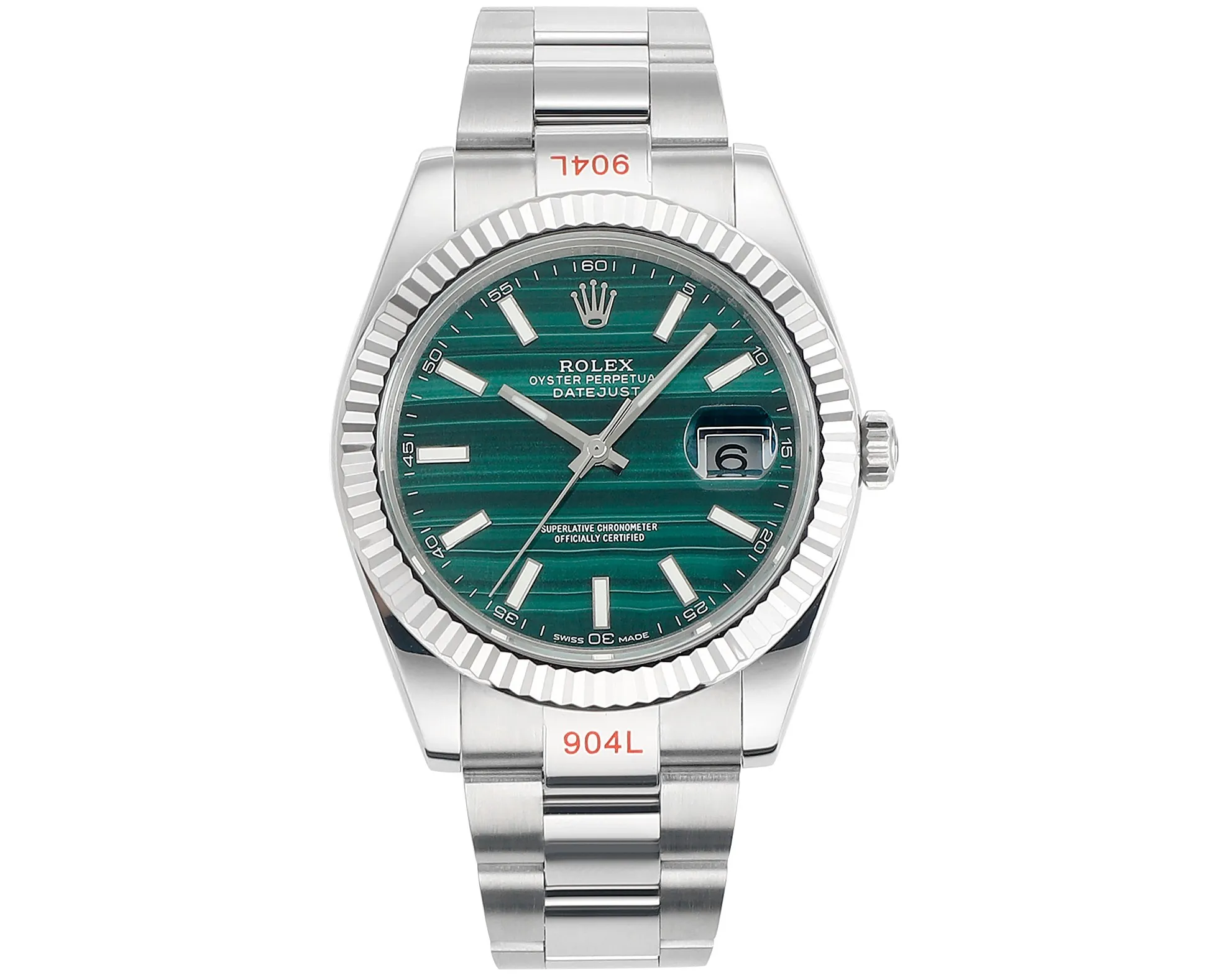 VS Factory Rolex Datejust 41mm Green Palm Motif Dial Fluted Bezel Oystersteel Oyster Bracelet Watch