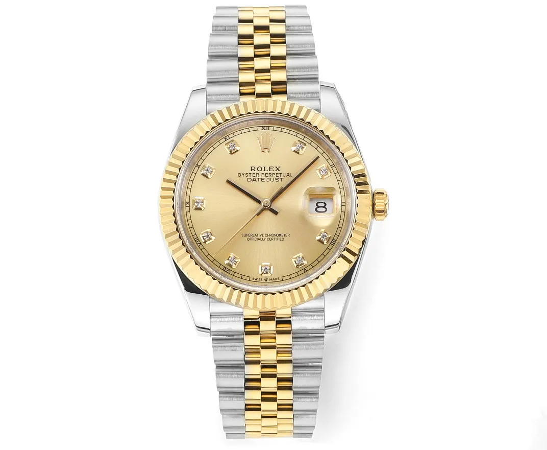 AR Factory Rolex Datejust 41mm Two-Tone Gold and Steel Champagne Diamond Dial Fluted Bezel Jubilee Bracelet Watch