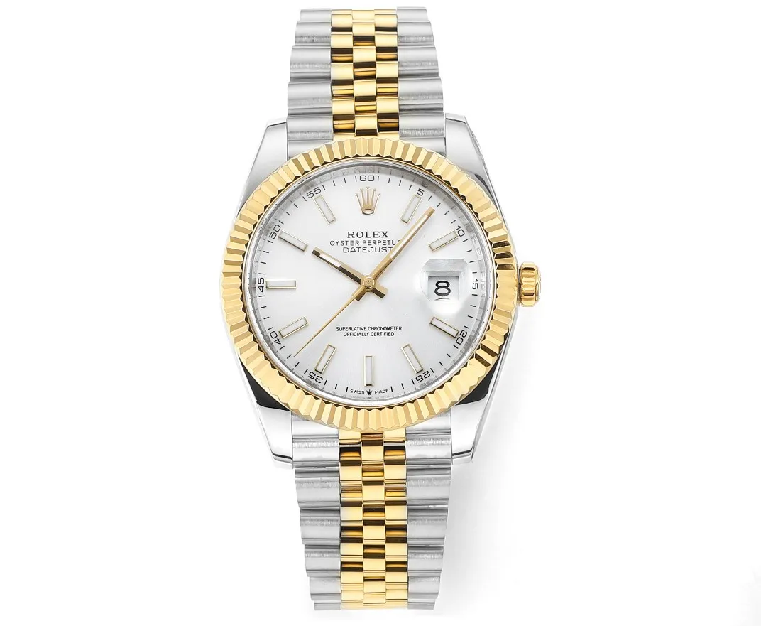 AR Factory Rolex Datejust 36mm Two-Tone Yellow Gold and Stainless Steel White Dial Fluted Bezel Jubilee Bracelet Men's Watch