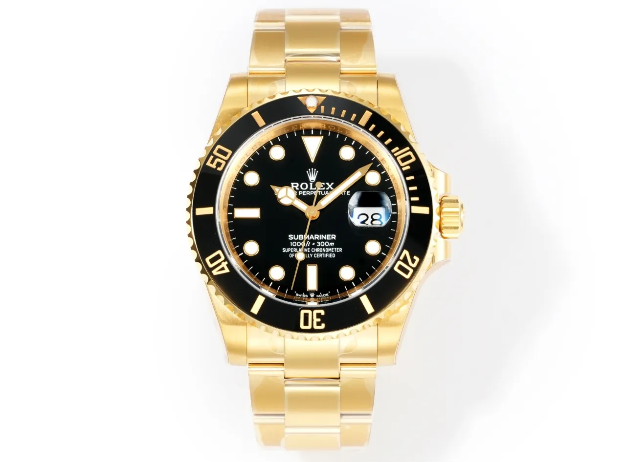 VS Factory Rolex Submariner 41mm Date 116618LN Men's Automatic Diver Watch in Yellow Gold with Black