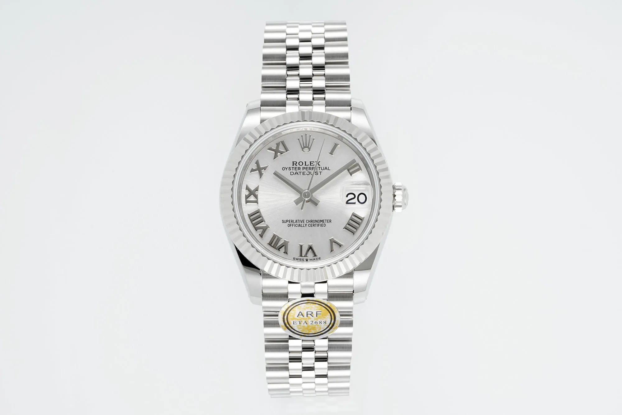 AR Factory Rolex Datejust 31mm Stainless Steel Silver Dial Roman Numerals Fluted Bezel Jubilee Bracelet Automatic Watch