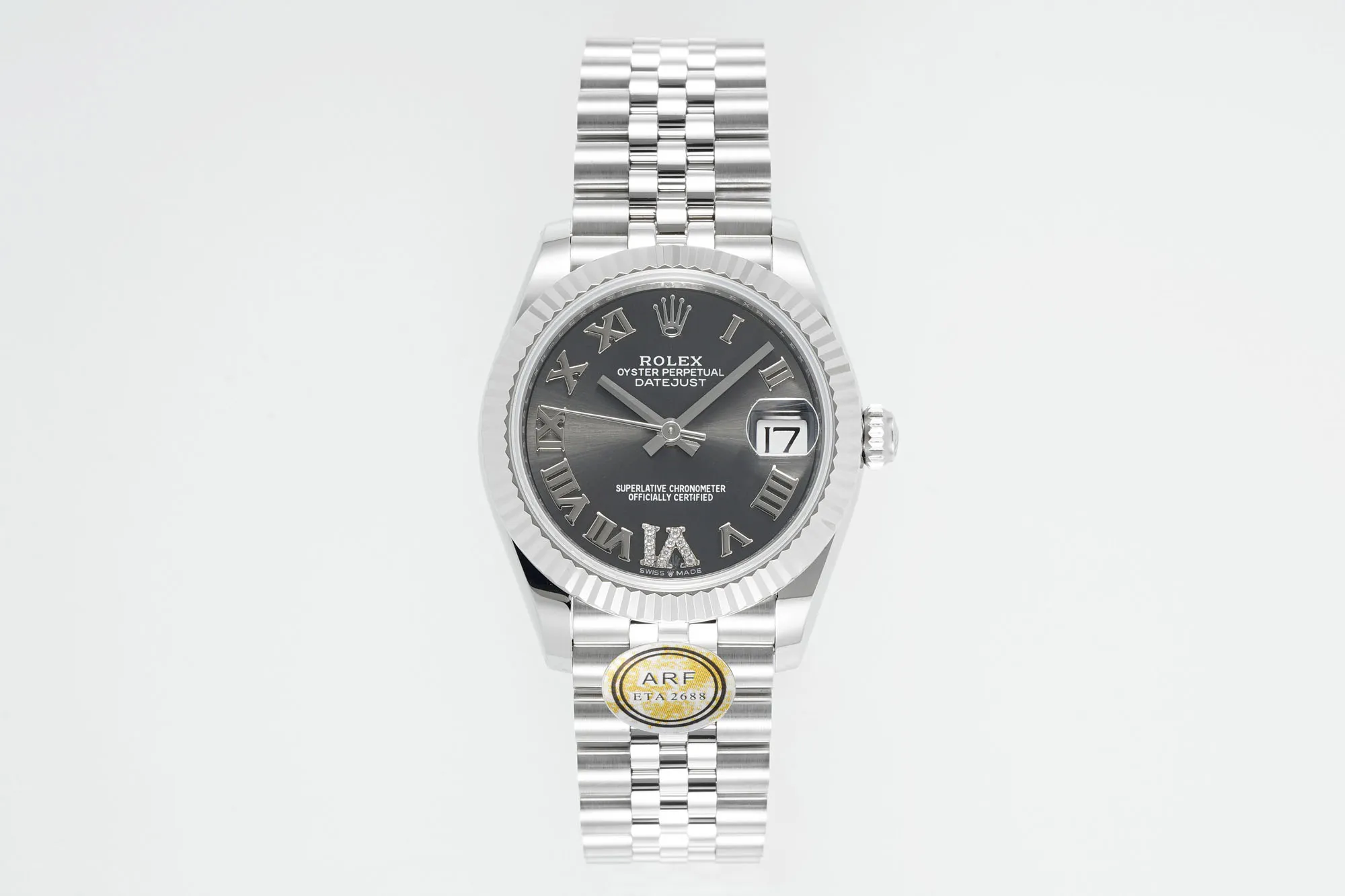 AR Factory Rolex Datejust 31mm Stainless Steel Grey Roman Numeral Dial Jubilee Bracelet Luxury Watch