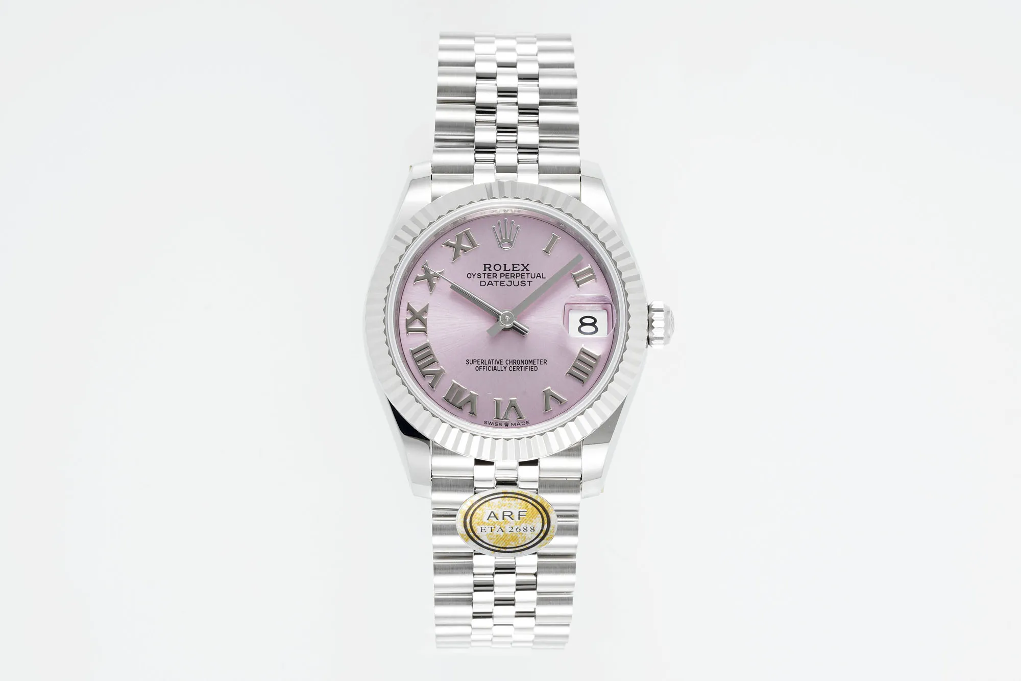 AR Factory Rolex Datejust 31mm Pink Roman Dial Stainless Steel Jubilee Bracelet Women's Luxury Watch