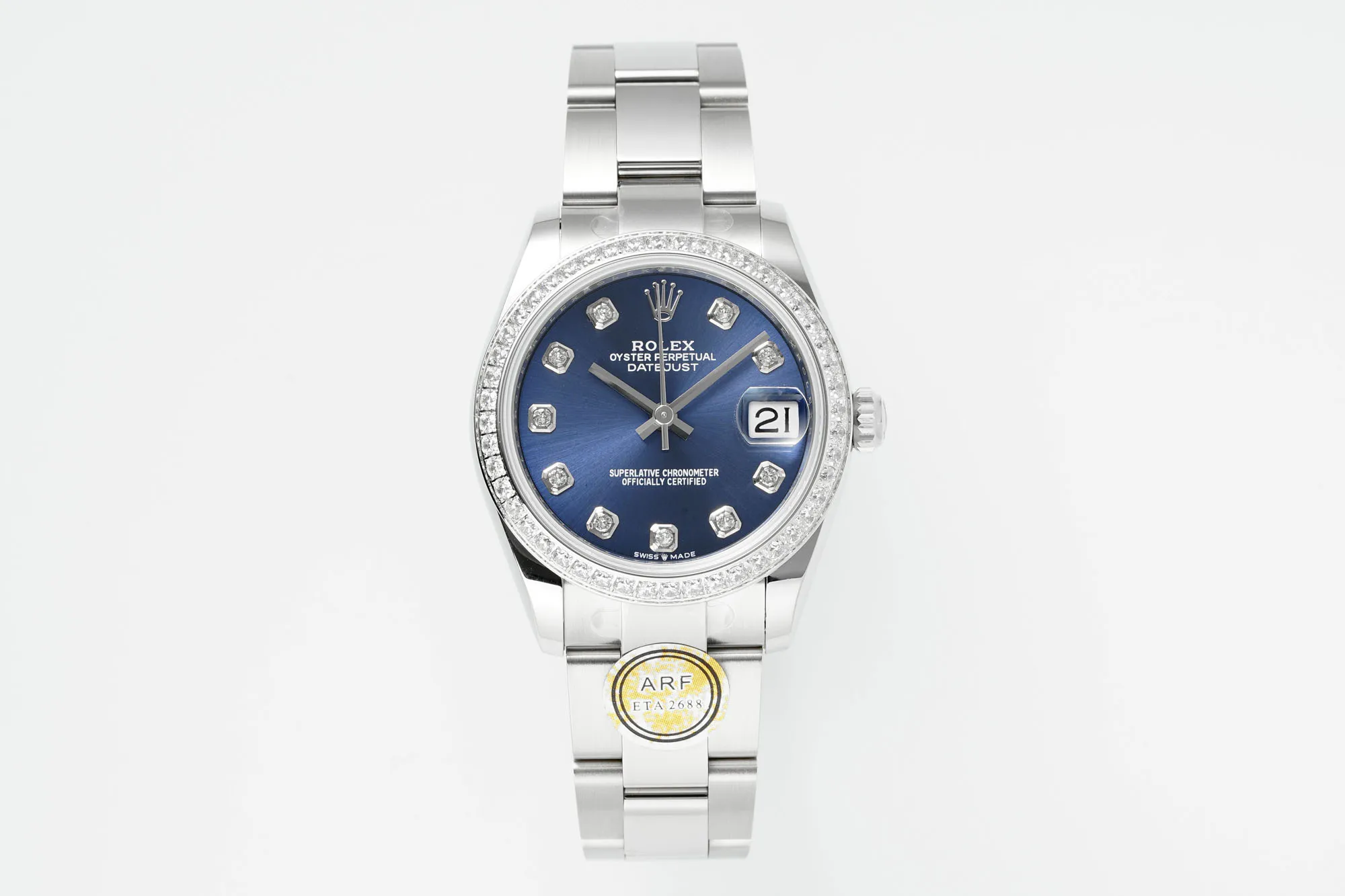 AR Factory Rolex Datejust 31mm Stainless Steel Blue Dial Diamond Bezel Oyster Perpetual Automatic Watch