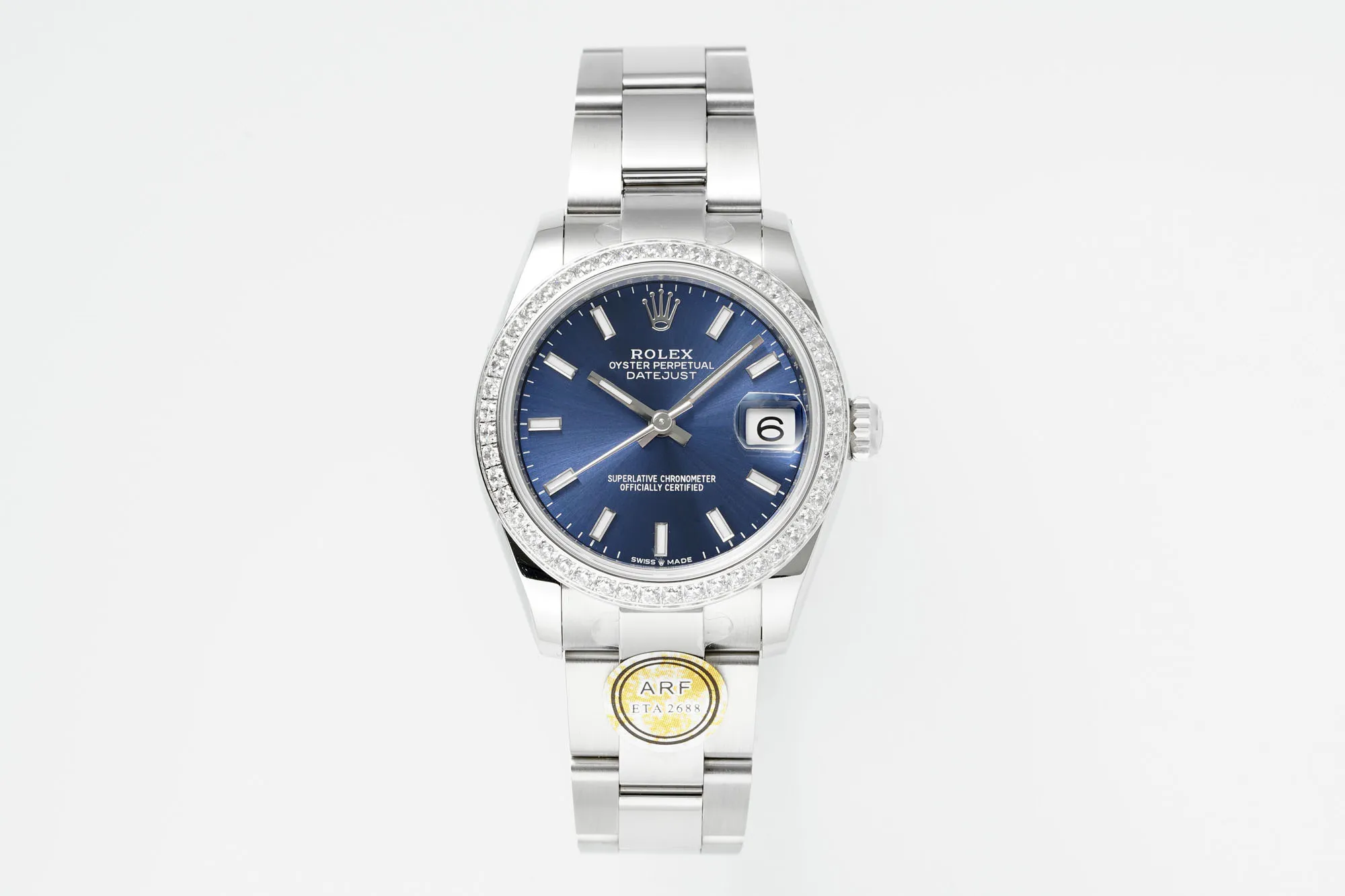 AR Factory Rolex Lady-Datejust 31mm Blue Dial Diamond Bezel Stainless Steel Oyster Bracelet Women's Watch