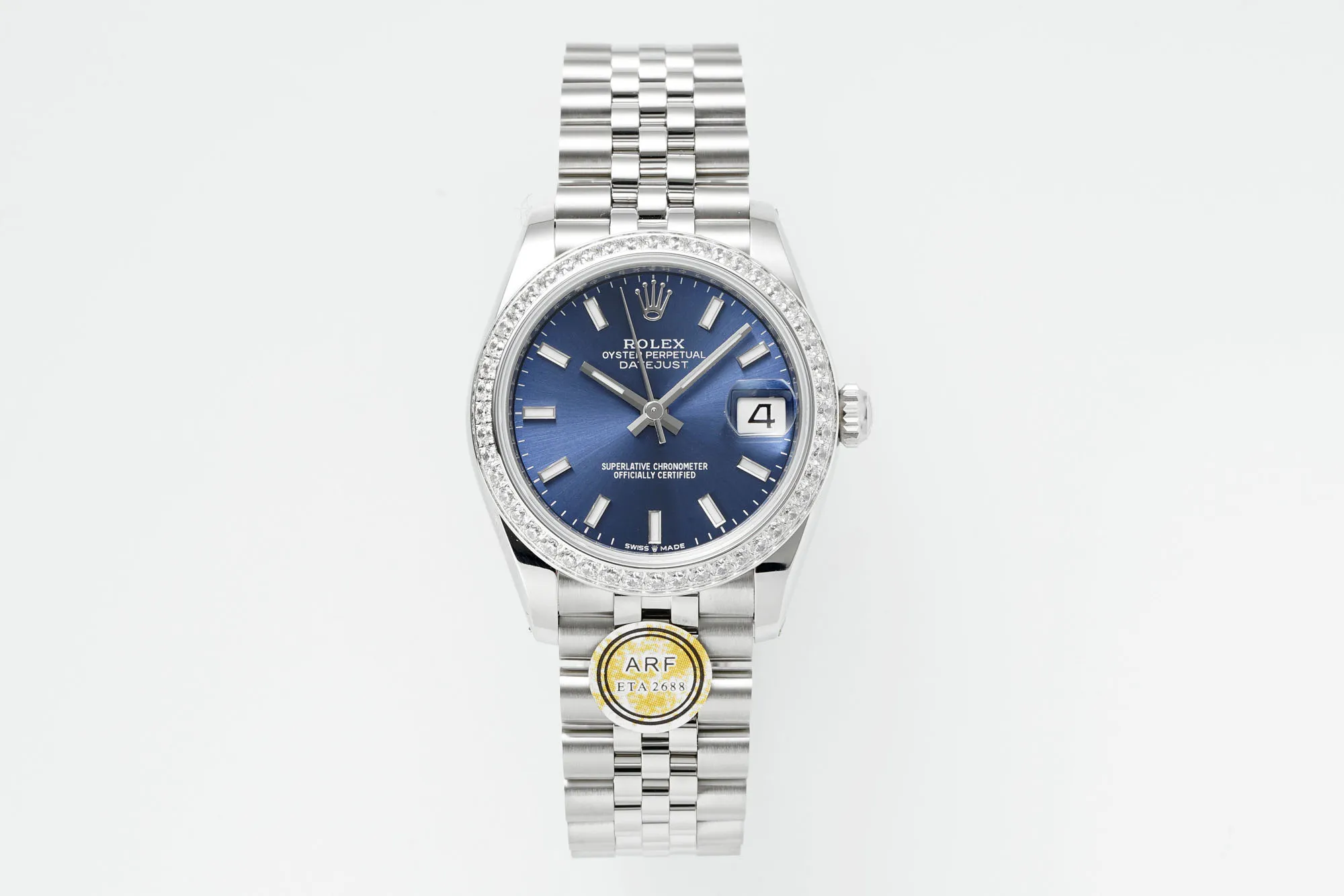AR Factory Rolex Datejust 31mm Blue Dial Diamond-Set Bezel Stainless Steel Jubilee Bracelet Women's Luxury Watch