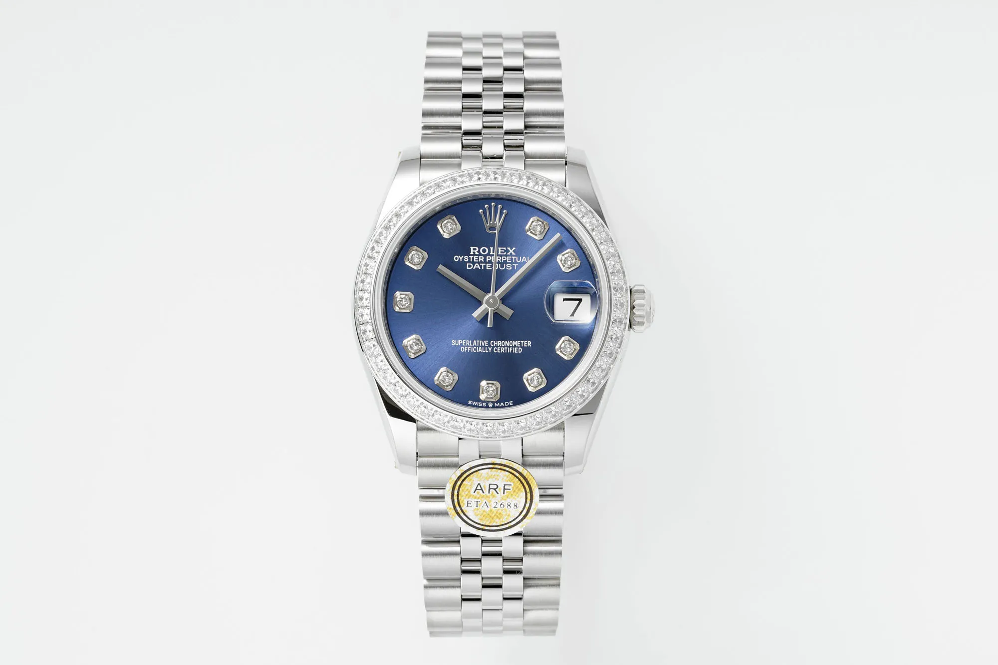 AR Factory Rolex Datejust 31mm Blue Dial Diamond Bezel Stainless Steel Jubilee Bracelet Women's Luxury Watch
