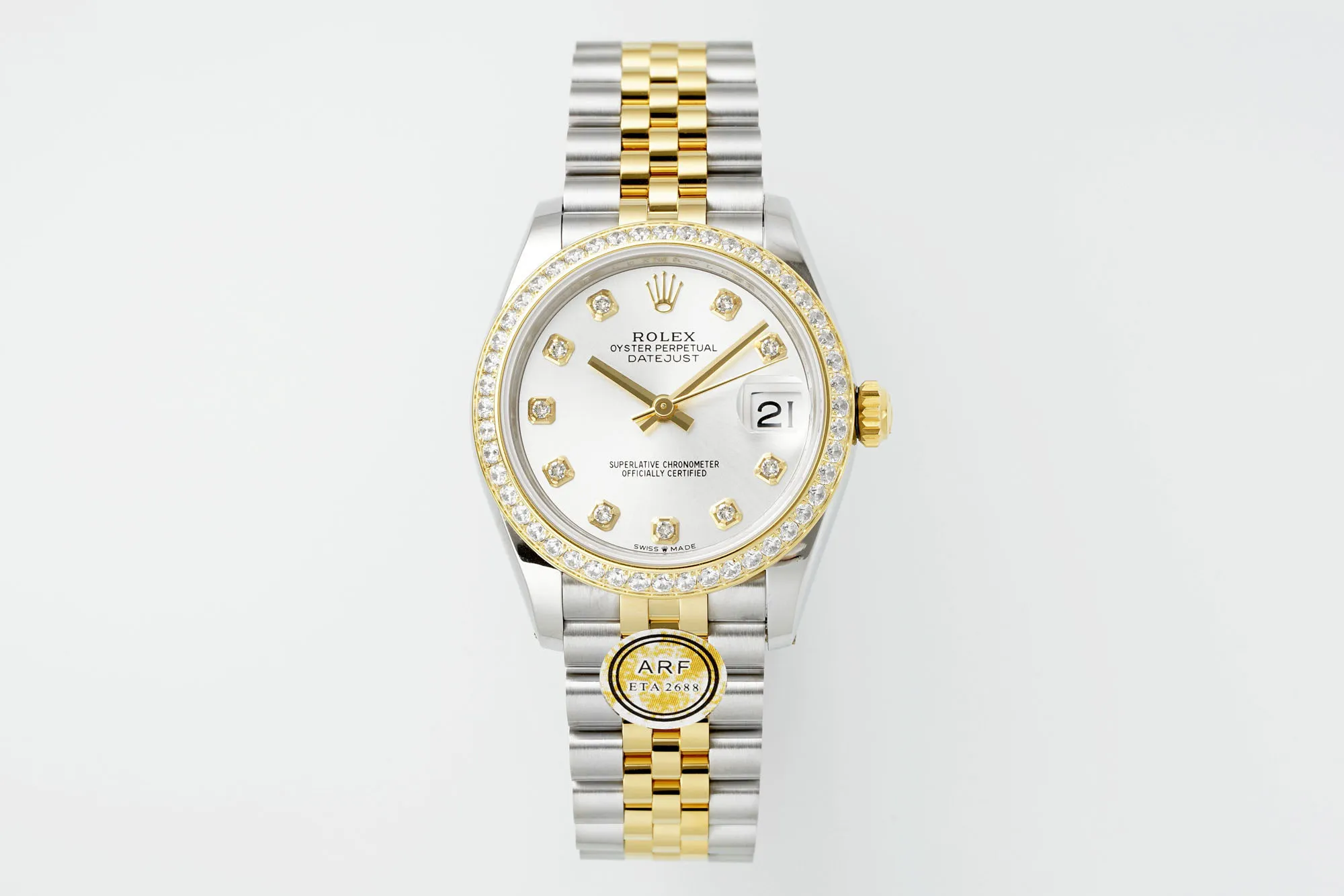 AR Factory Rolex Lady-Datejust 31mm Stainless Steel and 18K Yellow Gold Diamond Bezel White Dial Jubilee Bracelet Watch