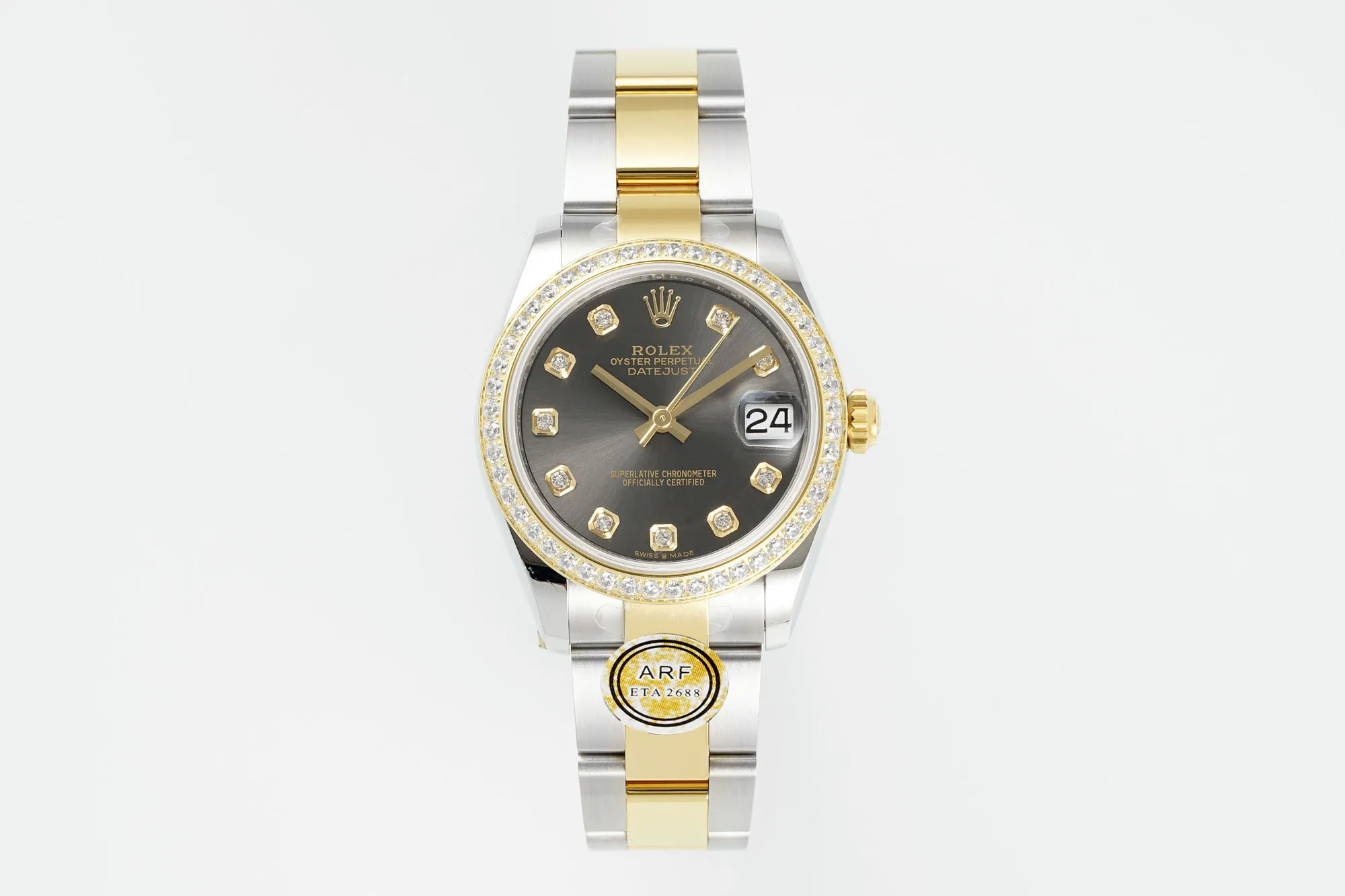 AR Factory Rolex Lady-Datejust 31mm Oystersteel and Yellow Gold Diamond Bezel Black Dial Luxury Women's Watch