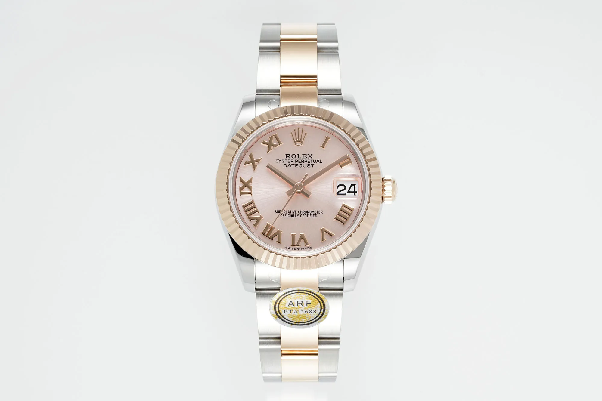 AR Factory Rolex Datejust 31mm Pink Roman Dial Two-Tone Oystersteel and Yellow Gold Ladies Watch