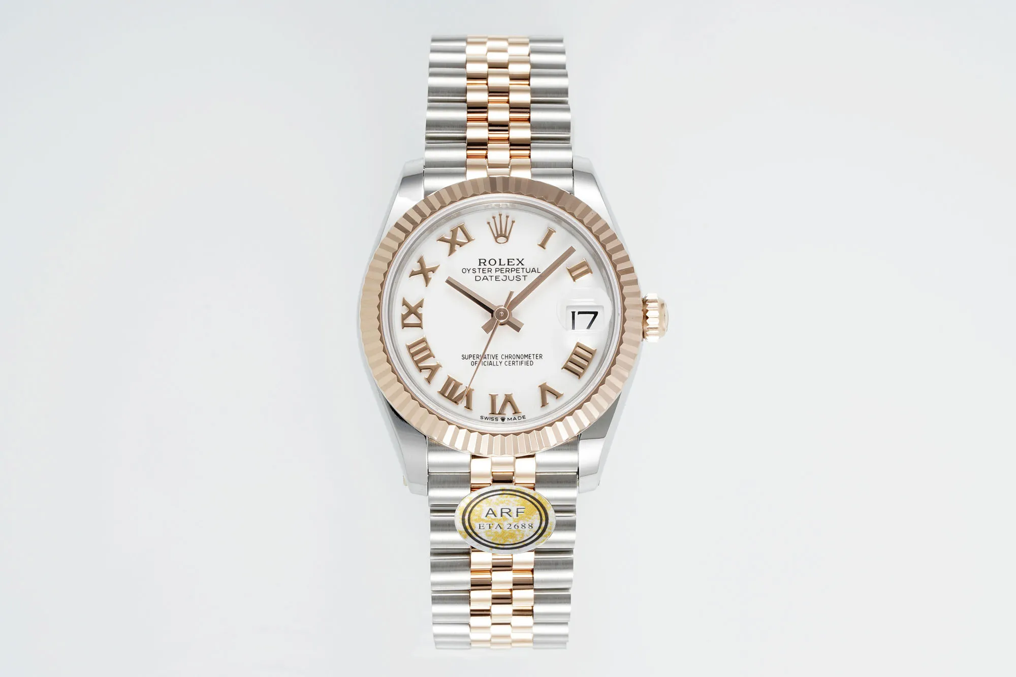 AR Factory Rolex Datejust 31mm Two-Tone Stainless Steel and 18K Yellow Gold White Roman Numeral Dial Fluted Bezel Jubilee Bracelet Luxury Watch