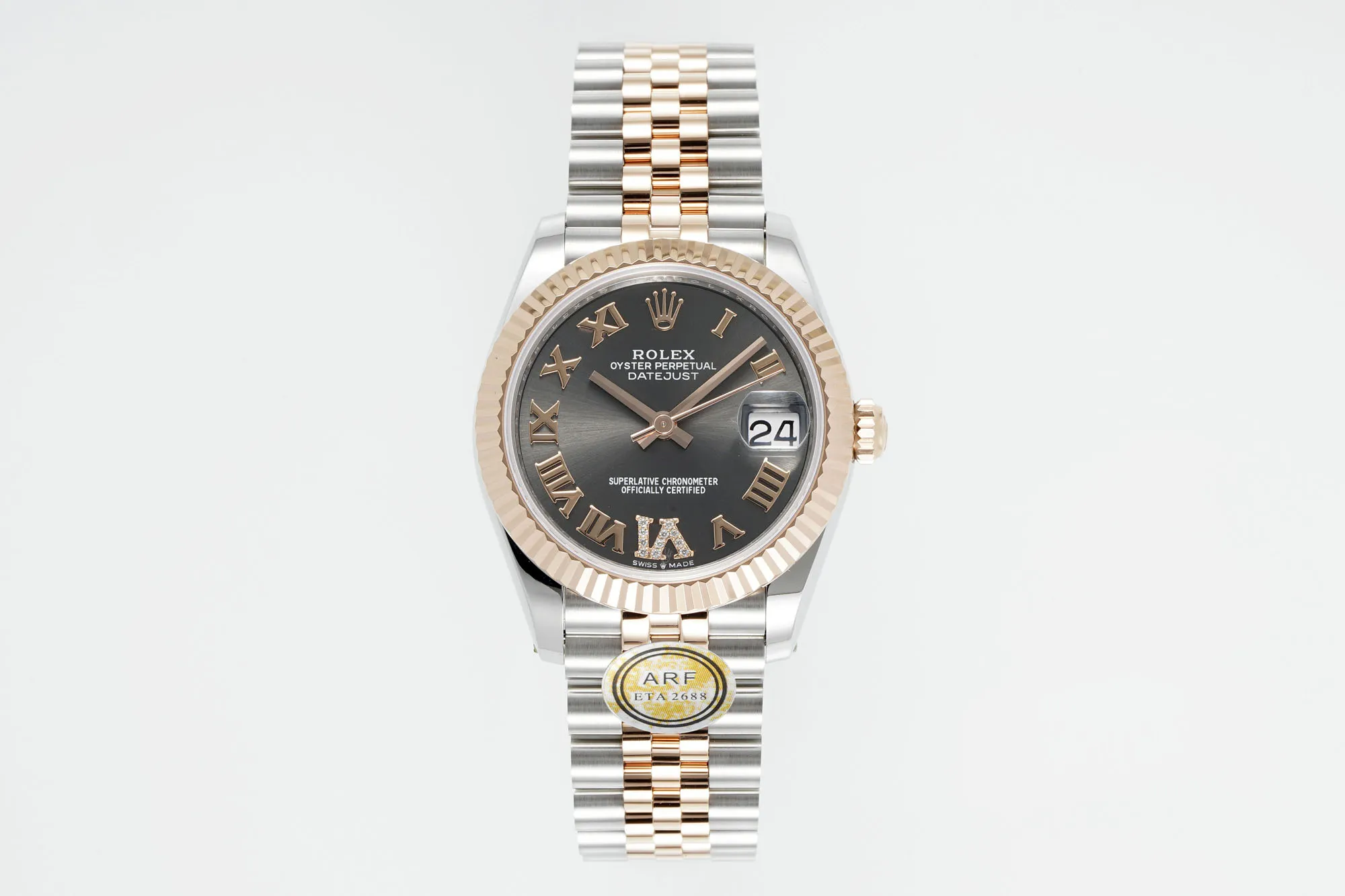 AR Factory Rolex Datejust 31mm Two-Tone Steel and Rose Gold Jubilee Bracelet Watch with Chocolate Brown Dial and Roman Numerals