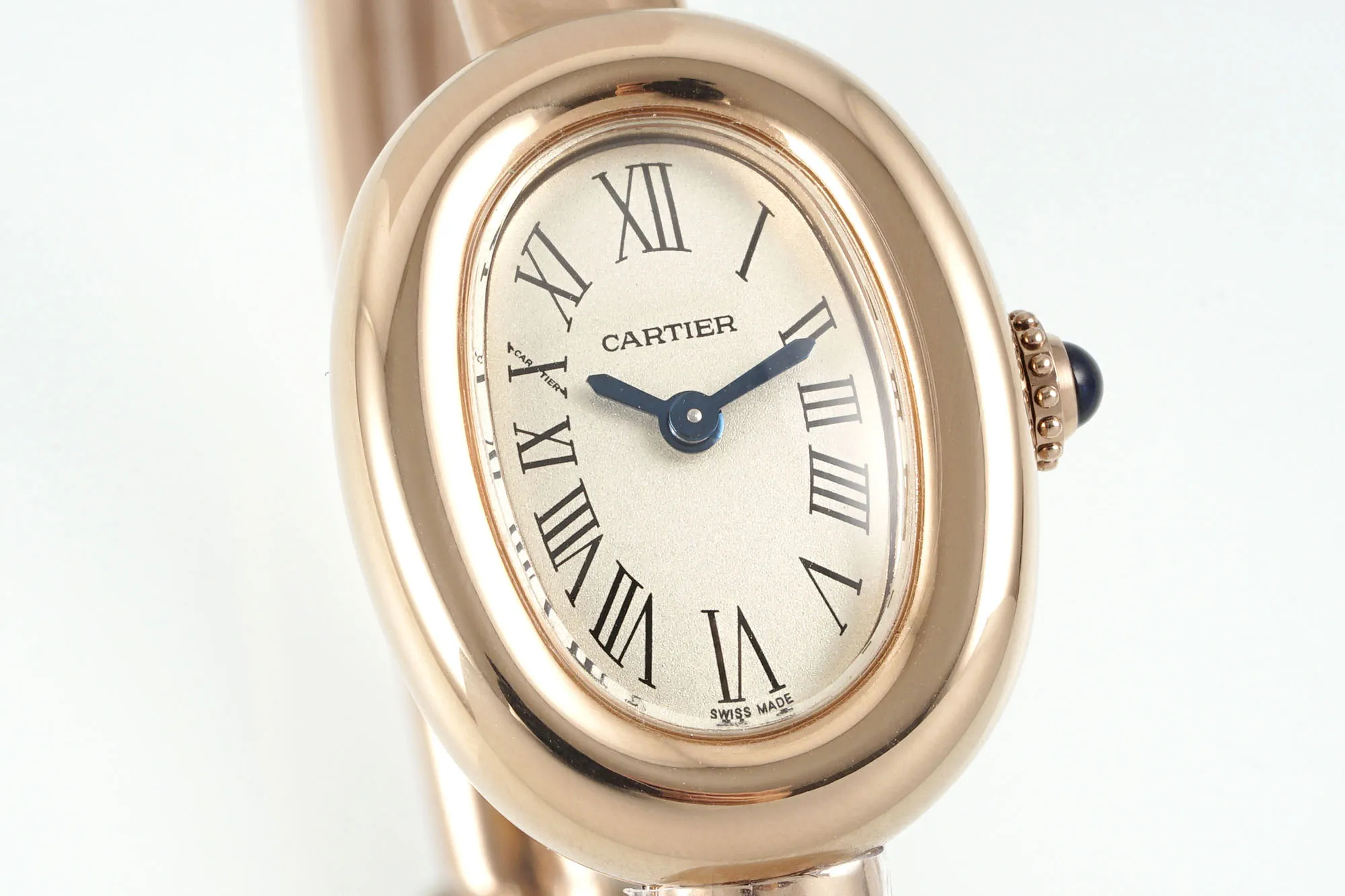 Cartier Baignoire Rose Gold Oval Dial Roman Numerals Women's Quartz Watch