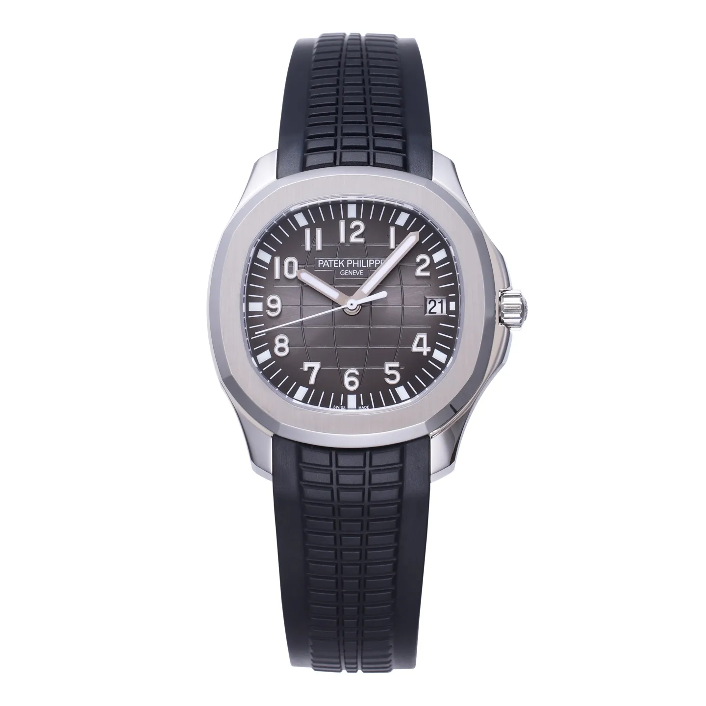 3K Factory Patek Philippe Aquanaut Grey Dial Black Rubber Strap Stainless Steel Watch