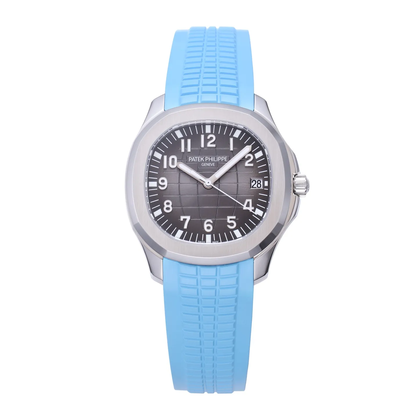 3K Factory Patek Philippe Aquanaut Grey Dial Blue Rubber Strap Stainless Steel Watch