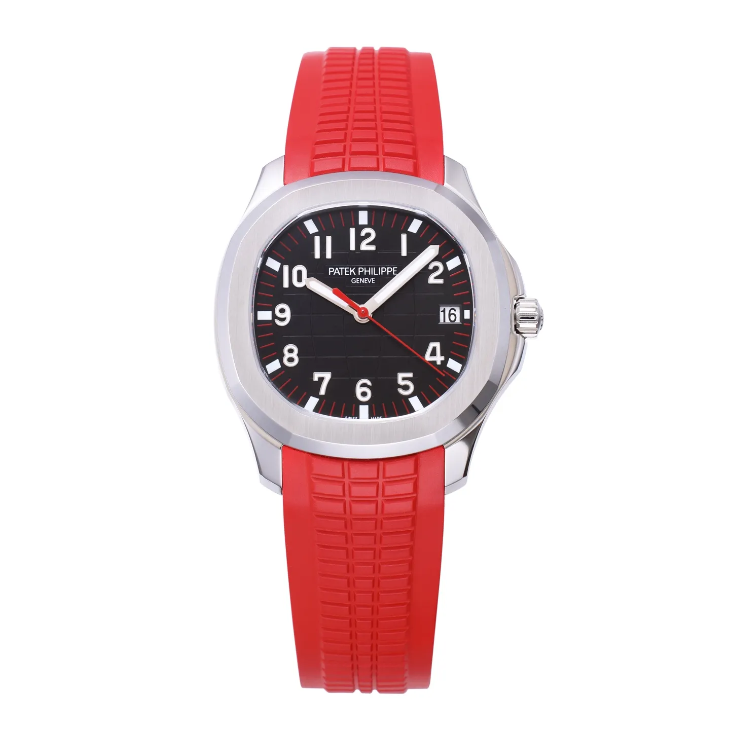 3K Factory Patek Philippe Aquanaut Automatic Men's Watch with Black Dial, Red Rubber Strap