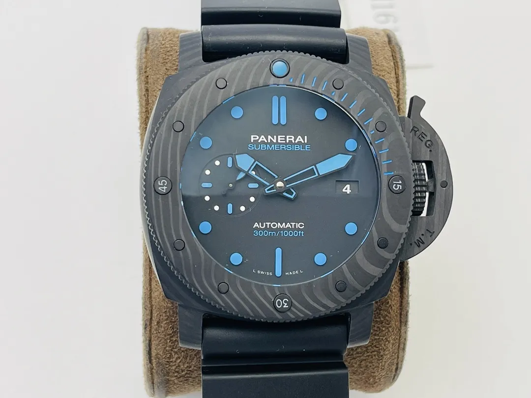 Panerai Submersible Automatic Blue Dial Black Rubber Strap Men's Dive Watch