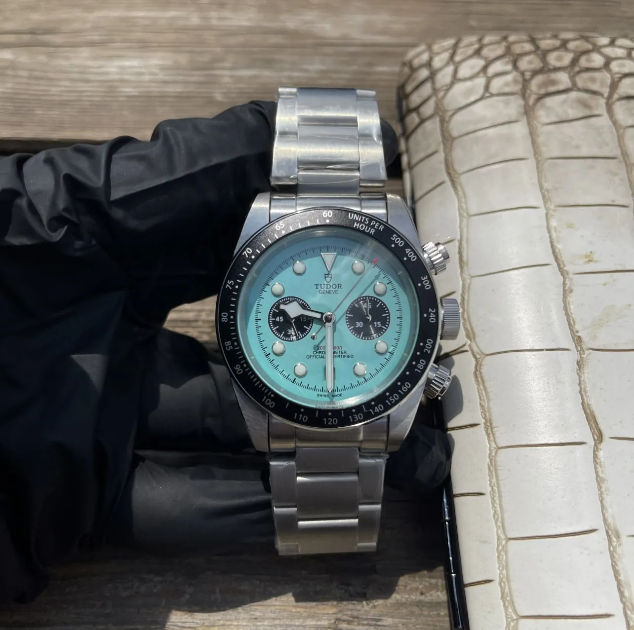 Tudor Black Bay Chrono Turquoise Dial Stainless Steel Bracelet Men's Chronograph Watch