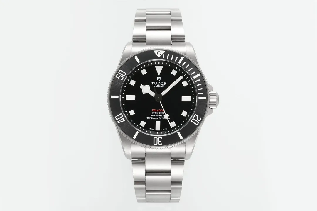 Tudor Pelagos Automatic Black Dial Titanium Diver's Watch with Silver Metal Bracelet